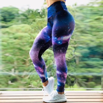 Leggings Fitness a Vita Alta con Stampa Astratta e Massima Elasticità