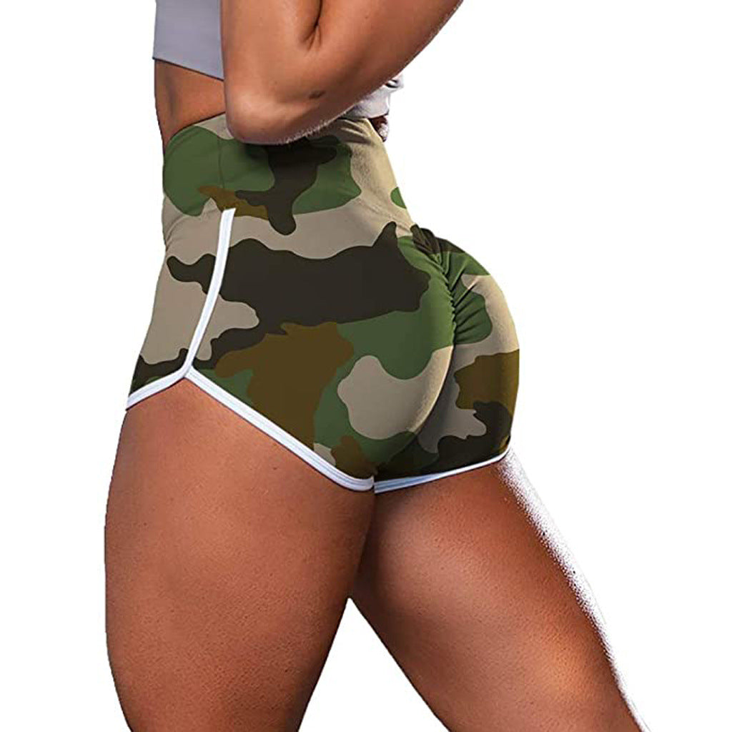 Pantaloncini fitness donna camouflage tie-dye, effetto sollevamento fianchi