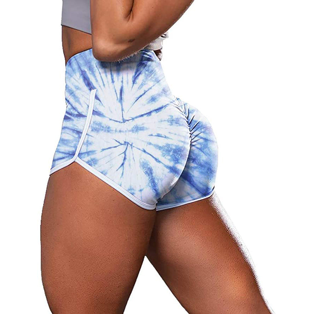 Pantaloncini fitness donna camouflage tie-dye, effetto sollevamento fianchi