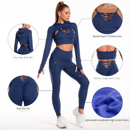 Completo Sportivo 3 Pezzi: Cappuccio, Canotta e Leggings